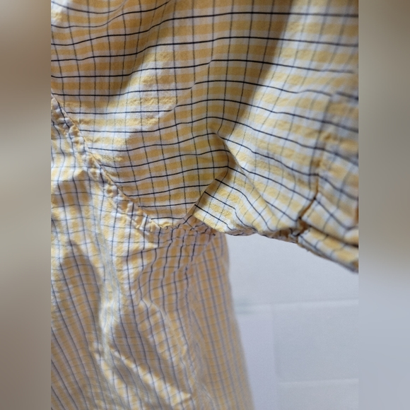 American Eagle Outfitters Yellow Blue Button Down Stripe Size XL Short Sleeve - Picture 3 of 5